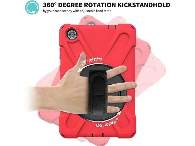 Alt view image 6 of 7 - Case for Lenovo Tab M8 HD / Tab M8 HD LTE / Smart Tab M8 Case, Heavy Duty Impact Resistant Drop Protective Shockproof Cover Multi Viewing Angles Stand Hanle Hand Strap Carrying Shoulder Strap
