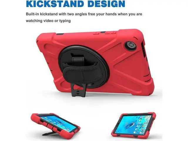Alt view image 7 of 7 - Case for Lenovo Tab M8 HD / Tab M8 HD LTE / Smart Tab M8 Case, Heavy Duty Impact Resistant Drop Protective Shockproof Cover Multi Viewing Angles Stand Hanle Hand Strap Carrying Shoulder Strap