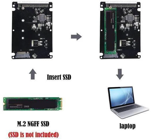 Alt view image 3 of 12 - Aomoproing M.2 NGFF SATA SSD to 2.5" IDE 44pin Enclosure Adapter, Black for Notebook LaptopDesktop Computer and More