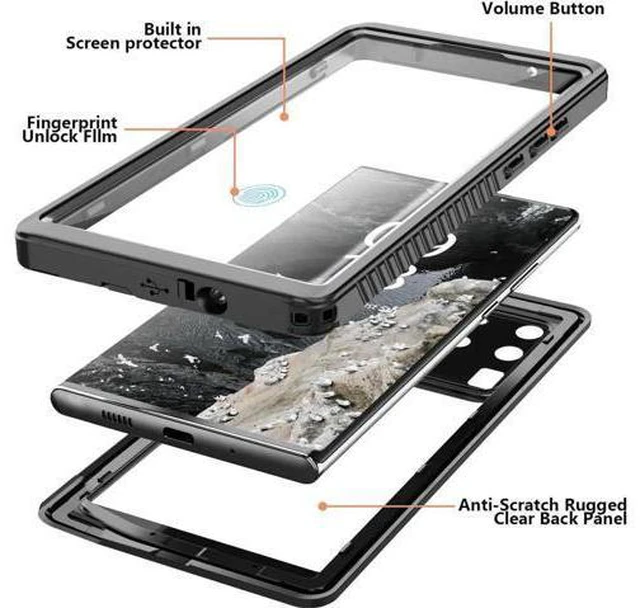 Alt view image 5 of 7 - For Samsung Galaxy S20 Ultra Case Waterproof, Built in Screen Protector 360° Full Body Heavy Duty Protective Shockproof Cover IP68 Underwater Case for Galaxy S20 Ultra 6.9 inch
