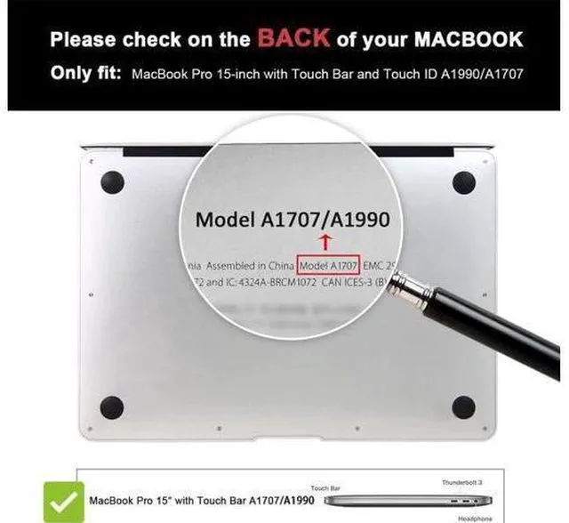 Alt view image 2 of 7 - MacBook Pro 15 Case 2019 2018 2017 2016 Release A1990 A1707, Hard Case Shell Cover and Keyboard Cover for MacBook Pro 15" (2019/2018/2017/2016) with Touch Bar & Touch ID