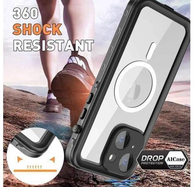 Alt view image 2 of 7 - for iPhone 14 Plus Case Waterproof with Screen Protector, Compatible with Magsafe Magnetic Protective Phone Case, Water Proof Mag Safe Magnet Shockproof Cover Clear Back Cover