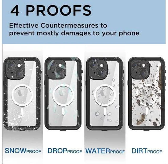 Alt view image 5 of 7 - for iPhone 14 Plus Case Waterproof with Screen Protector, Compatible with Magsafe Magnetic Protective Phone Case, Water Proof Mag Safe Magnet Shockproof Cover Clear Back Cover