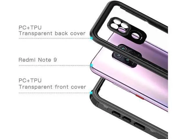 Alt view image 7 of 7 - Waterproof Case for Xiaomi Redmi Note 9, IP68 Waterproof 360 Degree Full Body Protection Case Shockproof Snowproof Dustproof Heavy Duty Cover Case Built-in Screen Protector
