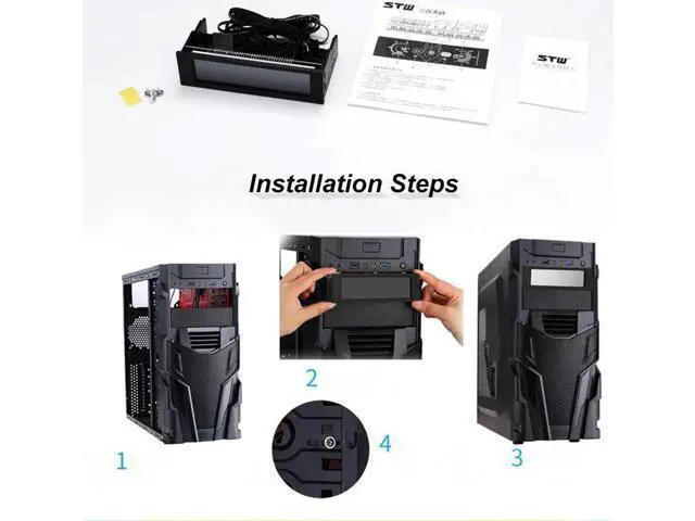 Alt view image 2 of 6 - 5.25" 5 Channel Touchscreen Fan Controller Temperature Monitor Automatic Speed Control Cooler LCD Front Panel STW-5036