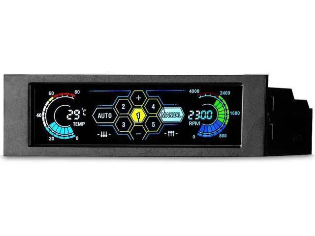 Alt view image 6 of 6 - 5.25" 5 Channel Touchscreen Fan Controller Temperature Monitor Automatic Speed Control Cooler LCD Front Panel STW-5036