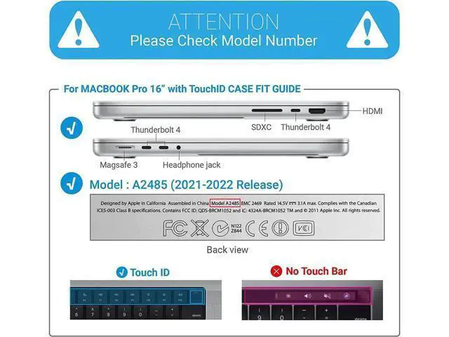 Alt view image 5 of 7 - Case for MacBook Pro 16 inch Case 2023 2022 2021 Release M2 A2780 A2485 M1 Pro/Max Chip with Touch ID, Plastic Hard Shell Protective Cover with Keyboard Skin