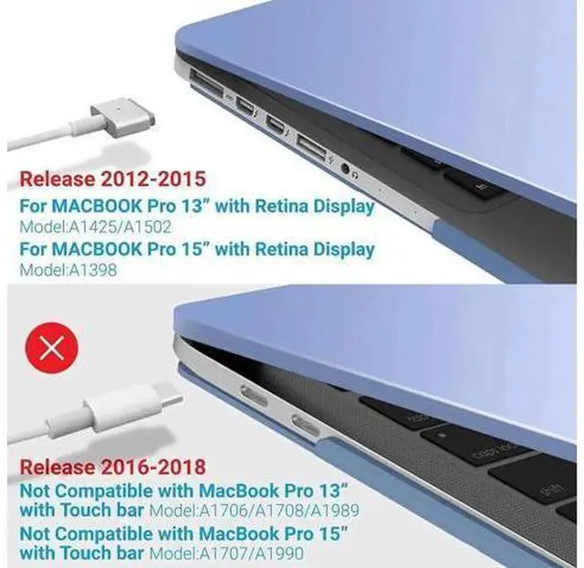 Alt view image 6 of 7 - Compatible with MacBook Pro 15 Inch Case 2019 2018 2017 2016 A1990 A1707, Hard Shell Case with Keyboard Cover & Type C Adapter for Mac Pro 15 Touch Bar Light Blue