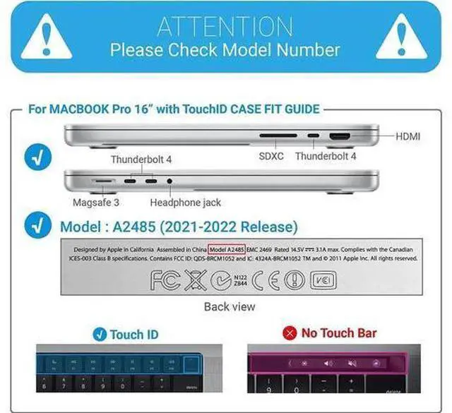 Alt view image 7 of 7 - Case for MacBook Pro 16 inch Case 2023 2022 2021 Release M2 A2780 A2485 M1 Pro/Max Chip with Touch ID, Plastic Hard Shell Protective Cover with Keyboard Skin