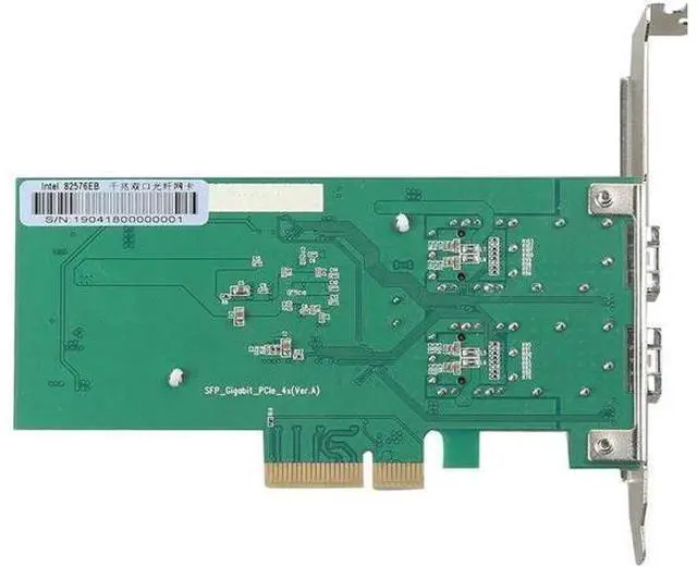 Alt view image 2 of 4 - 2 Port SFP network card 1G fiber optic network card PCIe 4X Server Lan card with Intel 82576