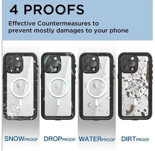 Alt view image 4 of 7 - For iPhone 14 Pro 6.1 inch Case Waterproof, Compatible with Magsafe Magnetic Protective iPhone 14 Pro Phone Case, Water Proof Mag Safe Magnet Shockproof Cover Full Body Clear with Screen Protector