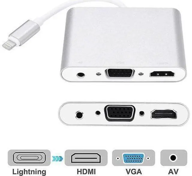 Main image of Compatible with iPhone iPad Lightning to HDMI VGA AV Adapter, Anlyso Latest 4 in 1 HDMI VGA Audio AV Converter Compatible with iPhone Xs MAX XR X 8 7 6 Plus iPad Mini Air Pro to TV Projector Monitor