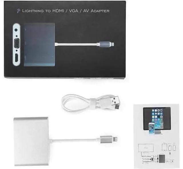 Alt view image 2 of 14 - Compatible with iPhone iPad Lightning to HDMI VGA AV Adapter, Anlyso Latest 4 in 1 HDMI VGA Audio AV Converter Compatible with iPhone Xs MAX XR X 8 7 6 Plus iPad Mini Air Pro to TV Projector Monitor