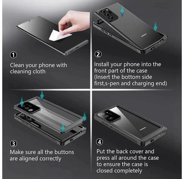 Alt view image 7 of 7 - Galaxy Note 20 Ultra Waterproof Case, Built-in Screen Protector Full-Body Protection Heavy Duty Shock-Proof dust-Proof Cover Case for Samsung Galaxy Note 20 Ultra 6.9 inch Black