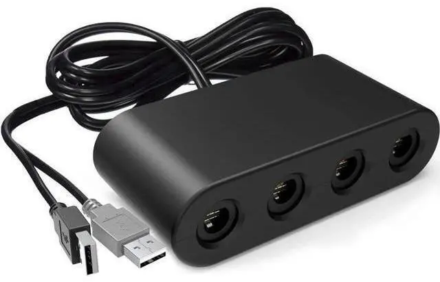 Main image of Gamecube Controller Adapter for Wii u and 4 Port Black Super Smash Bros GameCube Adapter for Wii u PC USB Switch