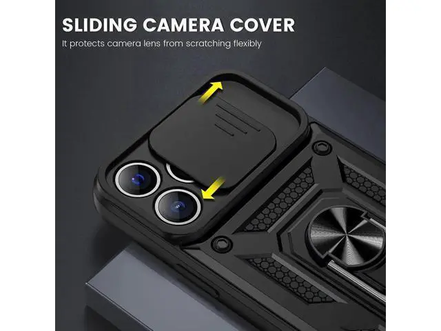 Alt view image 6 of 7 - for iPhone 13 Pro Max Case, with Slide Camera Cover & Built-in 360° Rotating Kickstand & Front Screen Protector Protective Case for iPhone 13 Pro Max 6.7 inch
