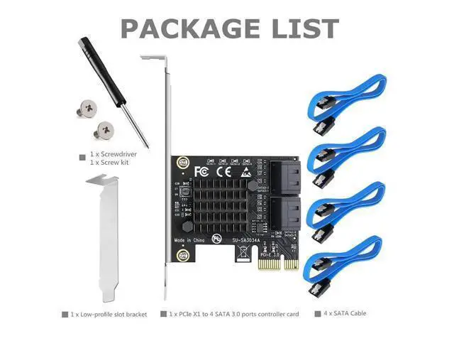 Alt view image 7 of 7 - Aomoproing PCIe SATA Card 4 Port,PCI Express to SATA 3.0 Ports Expansion Controller Boot as System Disk for Desktop PC Support SSD and HDD with Low Profile Bracket and 4 SATA Cable