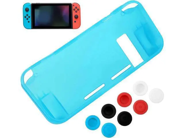 Alt view image 2 of 7 - Protective Case Cover for Nintendo Switch Comfortable Soft TPU Grip Case and Ergonomic Anti-Scratch Shock-Absorption Cover for Nintendo Switch 2017 with 8 Thumb Grips Caps