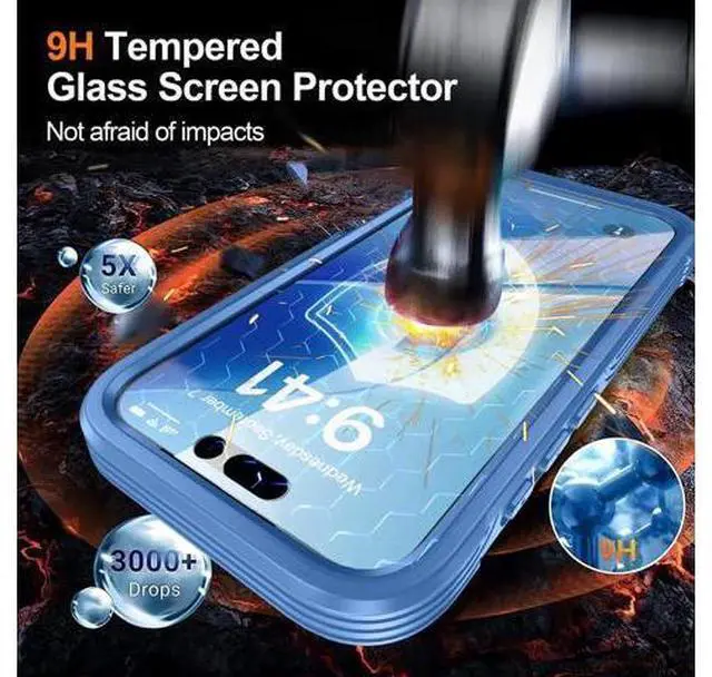 Alt view image 5 of 5 - Magnetic Case for iPhone 17 with Built-in Screen Protector, Shockproof Phone Cover with Camera Protector, Compatible with MagSafe, Full Body Phone Case Blue
