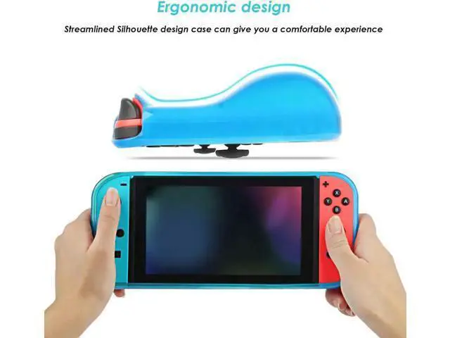 Alt view image 5 of 7 - Protective Case Cover for Nintendo Switch Comfortable Soft TPU Grip Case and Ergonomic Anti-Scratch Shock-Absorption Cover for Nintendo Switch 2017 with 8 Thumb Grips Caps