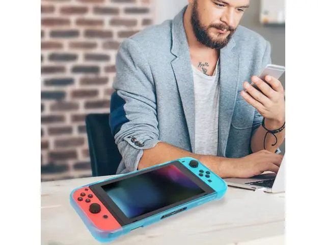 Alt view image 7 of 7 - Protective Case Cover for Nintendo Switch Comfortable Soft TPU Grip Case and Ergonomic Anti-Scratch Shock-Absorption Cover for Nintendo Switch 2017 with 8 Thumb Grips Caps