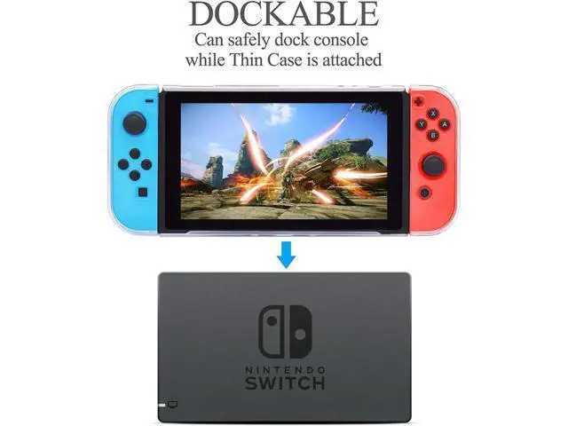 Alt view image 3 of 7 - Dockable Case for Nintendo Switch Protective Accessories Cover Case for Nintendo Switch and Nintendo Switch Joy-Con Controller with a Tempered Glass Screen Protector