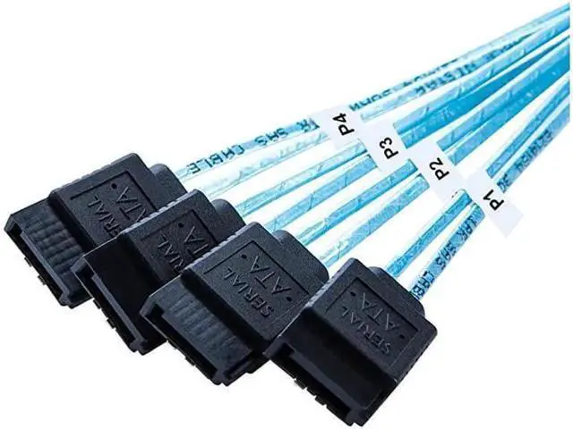 Alt view image 2 of 6 - Aomoproing Internal HD Mini SAS (SFF-8643 Host) - 4X SATA (Target) Cable,SFF-8643 to 4X SATA Cable, SFF-8643 for Controller, 4 Sata Connect to Hard Drive, 1M / 3.3FT