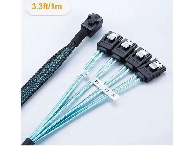 Alt view image 6 of 6 - Aomoproing Internal HD Mini SAS (SFF-8643 Host) - 4X SATA (Target) Cable,SFF-8643 to 4X SATA Cable, SFF-8643 for Controller, 4 Sata Connect to Hard Drive, 1M / 3.3FT