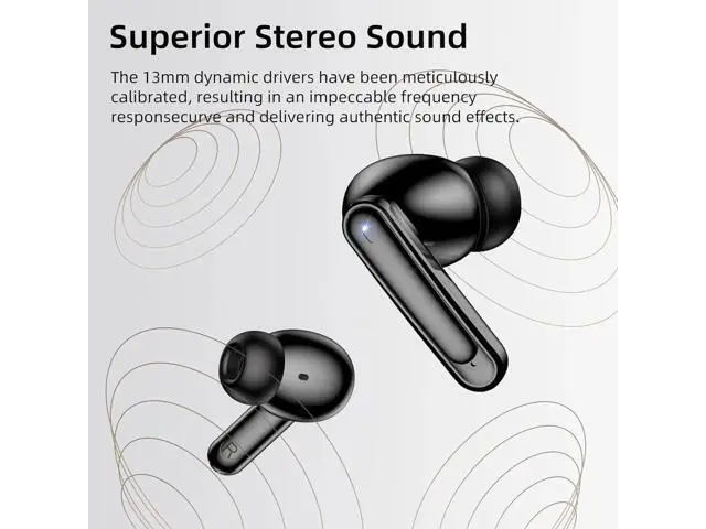 Alt view image 2 of 6 - True Wireless Earbuds, Bluetooth 5.3 Headphones with Dual LED Power Display Charging Case IPX7 Waterproof, Bluetooh Earbuds with Dual Mic Call Noise Cancelling, Sports Earphones for iOS Andriod Phone
