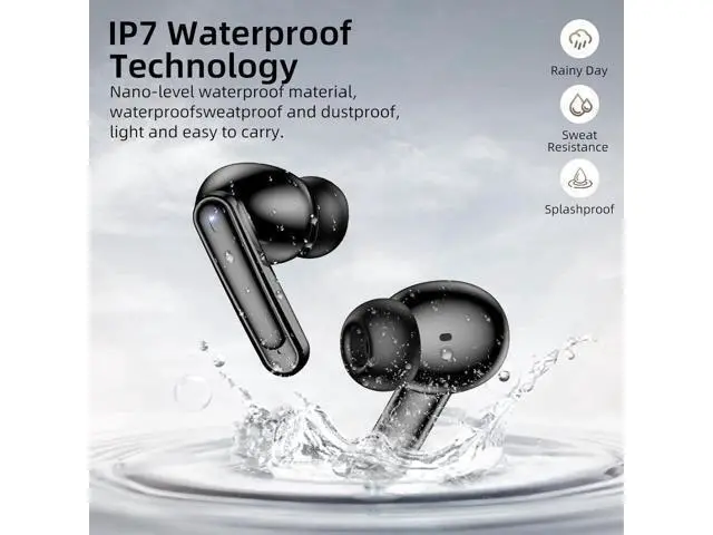 Alt view image 5 of 6 - True Wireless Earbuds, Bluetooth 5.3 Headphones with Dual LED Power Display Charging Case IPX7 Waterproof, Bluetooh Earbuds with Dual Mic Call Noise Cancelling, Sports Earphones for iOS Andriod Phone