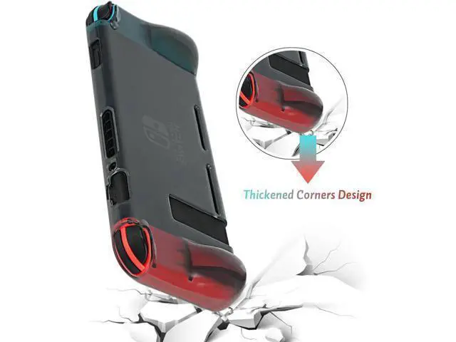 Alt view image 5 of 7 - Protective Case Cover for Nintendo Switch Comfortable Soft TPU Grip Case and Ergonomic Anti-Scratch Shock-Absorption Cover for Nintendo Switch 2017 with 8 Thumb Grips Caps