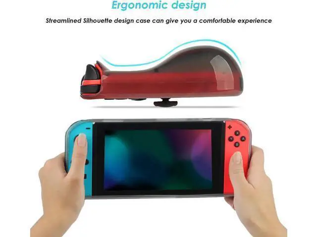 Alt view image 4 of 7 - Protective Case Cover for Nintendo Switch Comfortable Soft TPU Grip Case and Ergonomic Anti-Scratch Shock-Absorption Cover for Nintendo Switch 2017 with 8 Thumb Grips Caps