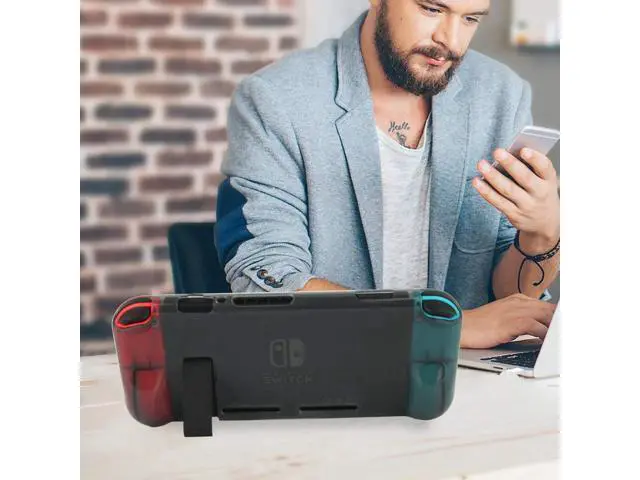 Alt view image 6 of 7 - Protective Case Cover for Nintendo Switch Comfortable Soft TPU Grip Case and Ergonomic Anti-Scratch Shock-Absorption Cover for Nintendo Switch 2017 with 8 Thumb Grips Caps
