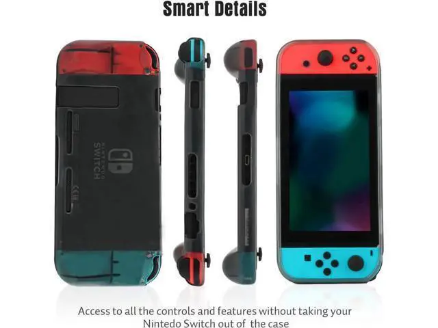 Alt view image 7 of 7 - Protective Case Cover for Nintendo Switch Comfortable Soft TPU Grip Case and Ergonomic Anti-Scratch Shock-Absorption Cover for Nintendo Switch 2017 with 8 Thumb Grips Caps