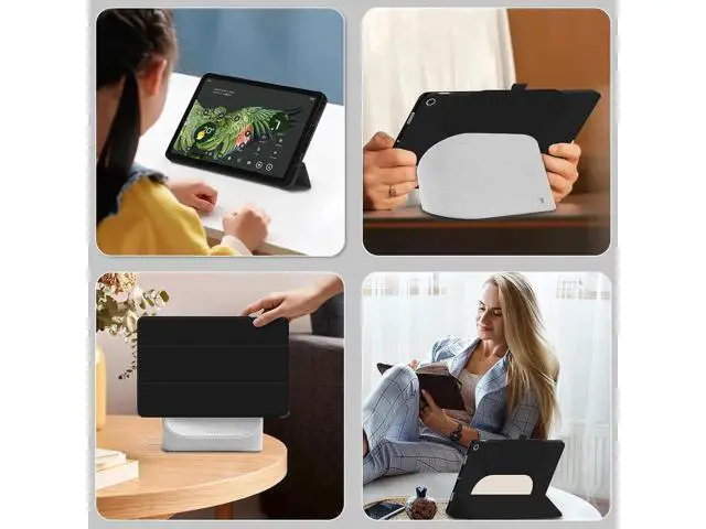 Alt view image 3 of 7 - for Google Pixel Tablet 2023 Case 11 inch Ultra Slim PU Leather TPU Back Shell Foldable Kickstand, Drop-Shockproof Case Cover Google Pixel Tablet Compatible with Charging Speaker