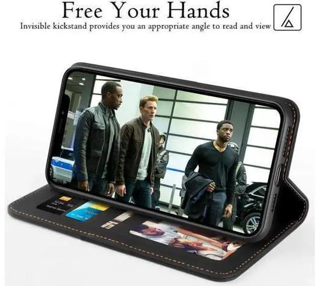 Alt view image 4 of 7 - iPhone 11 Pro Max Wallet Case Premium Leather iPhone 11 Pro Max Folio Flip Case with Kickstand Card Holder Slots Shockproof Protective Cover for Apple iPhone 11 Pro Max 6.5 inch Brown