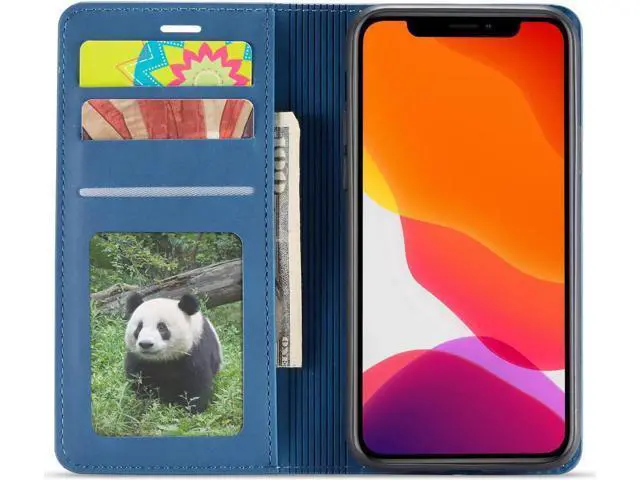 Alt view image 2 of 6 - iPhone 11 Pro Wallet Case Premium Leather iPhone 11 Pro Folio Flip Case with Kickstand Card Holder Slots Shockproof Protective Cover for Apple iPhone 11 Pro 5.8 inch Blue