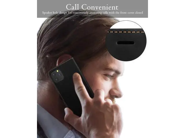 Alt view image 7 of 7 - iPhone 11 Pro Max Wallet Case Premium Leather iPhone 11 Pro Max Folio Flip Case with Kickstand Card Holder Slots Shockproof Protective Cover for Apple iPhone 11 Pro Max 6.5 inch Brown