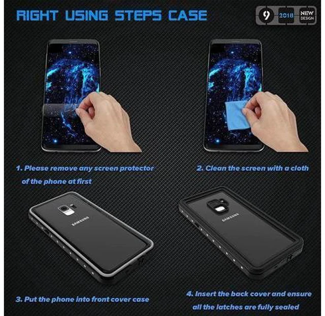 Alt view image 2 of 7 - Galaxy S9 Waterproof Case, Waterproof Shockproof Dustproof Dirtproof Full Body Case Built in Screen Protector with Touch ID for Samsung Galaxy S9 5.8 inch