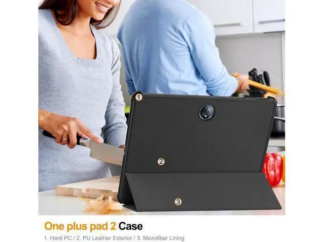 Alt view image 3 of 7 - Case for OnePlus Pad 2 / OnePlus Pad Pro 12.1 inch 2024, Folio Slim Smart Cover Lightweight Hard Shell Protective Case with Multi-Angle Stand, Universal Stylus Pen