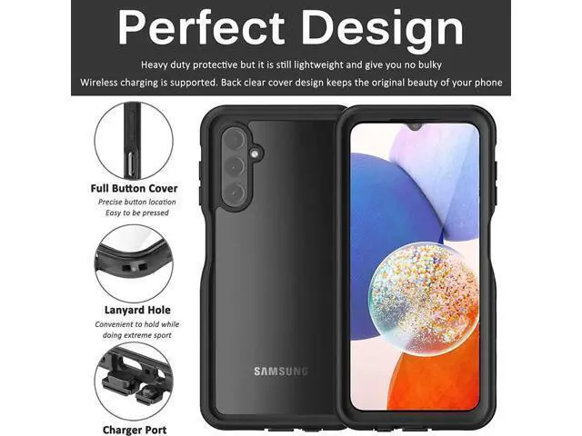 Alt view image 4 of 7 - Compatible for Samsung Galaxy A14 5G Case Waterproof, Built-in HD Clear Screen Protector, 360 Degree Full Shockproof Bumper, Professional Waterproof Case Cover for Galaxy A14 5G A Series, 2023