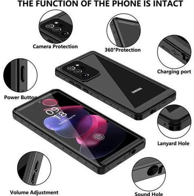 Alt view image 3 of 7 - For Samsung Galaxy Note 20 Ultra Case Waterproof,Built in Screen Protector Full-Body Protection Heavy Duty Shock-Proof Cover Waterproof Case for Galaxy Note 20 Ultra 6.9 inch 5G