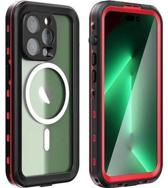 Main image of for iPhone 14 Pro Case Waterproof, Compatible with Magsafe Magnetic Protective iPhone 14 Pro Phone Case, Water Proof Mag Safe Magnet Shockproof Full Body Clear with Screen Protector Red
