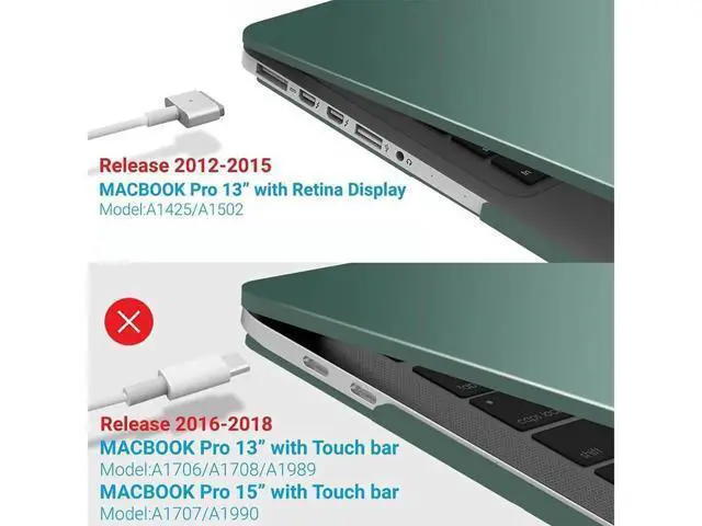 Alt view image 3 of 7 - Compatible with MacBook Pro 13 Inch Case 2015 2014 2013 end 2012 Model A1502 A1425, Hard Shell Case with Keyboard Cover for Old Version Apple Mac Pro Retina 13 Matte Transparent Green