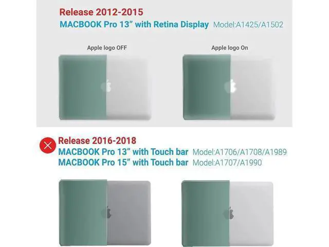 Alt view image 2 of 7 - Compatible with MacBook Pro 13 Inch Case 2015 2014 2013 end 2012 Model A1502 A1425, Hard Shell Case with Keyboard Cover for Old Version Apple Mac Pro Retina 13 Matte Transparent Green