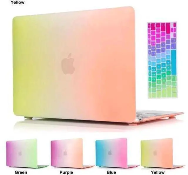 Main image of MacBook Air 11 inch Case Werleo 2-in-1 Matte Rubberized Rainbow Colorful Hard Protective Case Cover with Keyboard Skin Cover For Macbook Air 11.6" Model A1370 / A1465