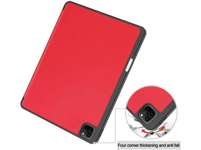 Alt view image 2 of 7 - Case for iPad Pro 12.9 Inch 2022/2021/2020/2018 (6th/5th/4th/3rd Gen), Slim Smart Stand Cover Protective Cover with Pencil Holder, Stand, Universal Stylus Pen,Support Pencil Charging Red