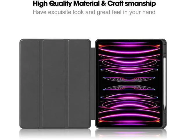 Alt view image 4 of 7 - Case for iPad Pro 12.9 Inch 2022/2021/2020/2018 (6th/5th/4th/3rd Gen), Slim Smart Stand Cover Protective Cover with Pencil Holder, Stand, Universal Stylus Pen,Support Pencil Charging Red