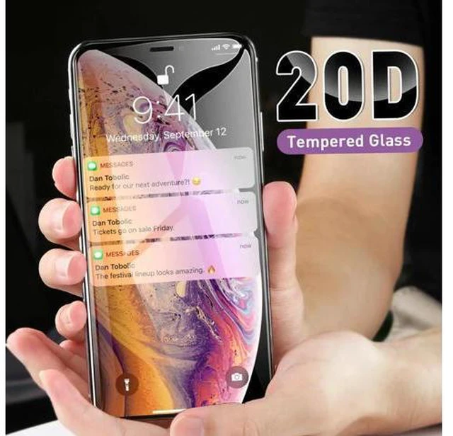Alt view image 7 of 7 - 2PCS 20D Curved Edge Full Cover Tempered Glass Screen Protector For Apple For iPhone X Protection Film