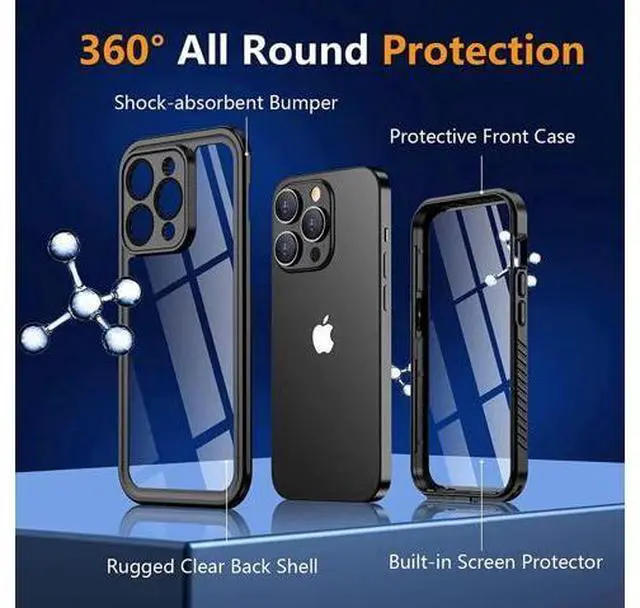 Alt view image 6 of 7 - For iPhone 14 Pro Case Waterproof, Shockproof Bumper Cover with Built-in Screen Protector,Dustproof Anti-Scratch Anti-Stain Phone Case for iPhone 14 Pro 5G 6.1 inch